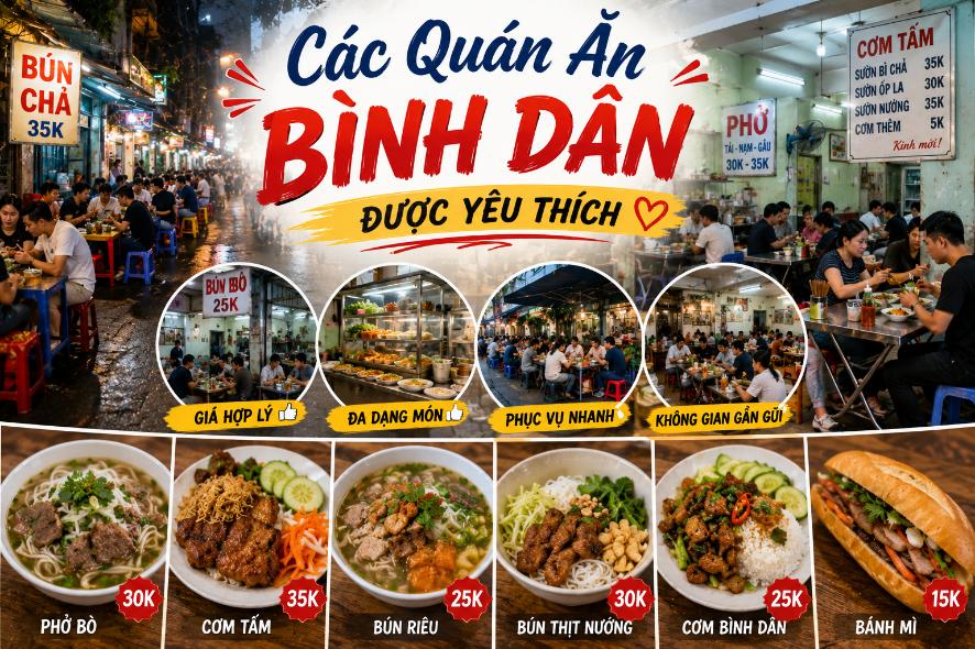 Các Quán Ăn Bình Dân Được Yêu Thích
