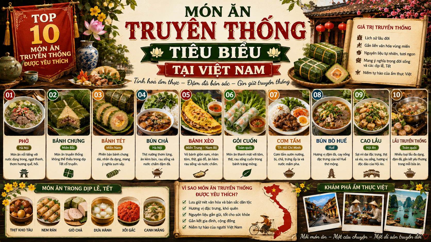 Món Ăn Truyền Thống Tiêu Biểu Tại Việt Nam